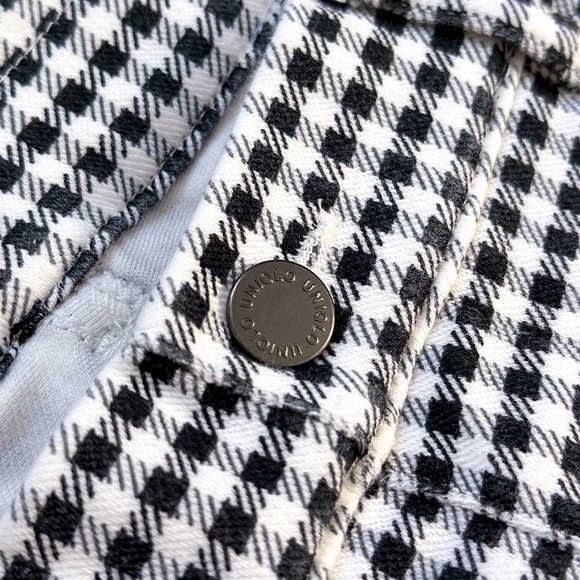 UNIQLO Gray White Checkered Print Stretch Pull On Slim Fit Legging (Size Large) - Picture 3 of 5